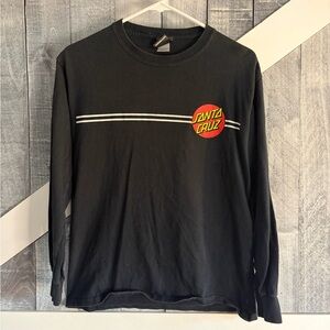 Boys Y2K 90’s Vintage Santa Cruz Skateboards Dot Black Long Sleeve Tee Size XL